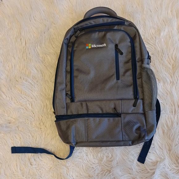 Microsoft Bags Microsoft Laptop Padded Gray Blue Polyester Backpack